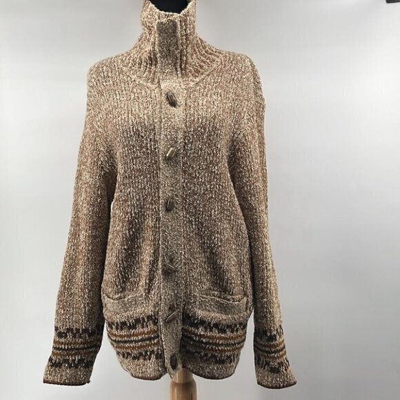 Tundra 100% pure virgin wool cardigan cottage core neutral unique toggle sz S - Picture 6 of 12